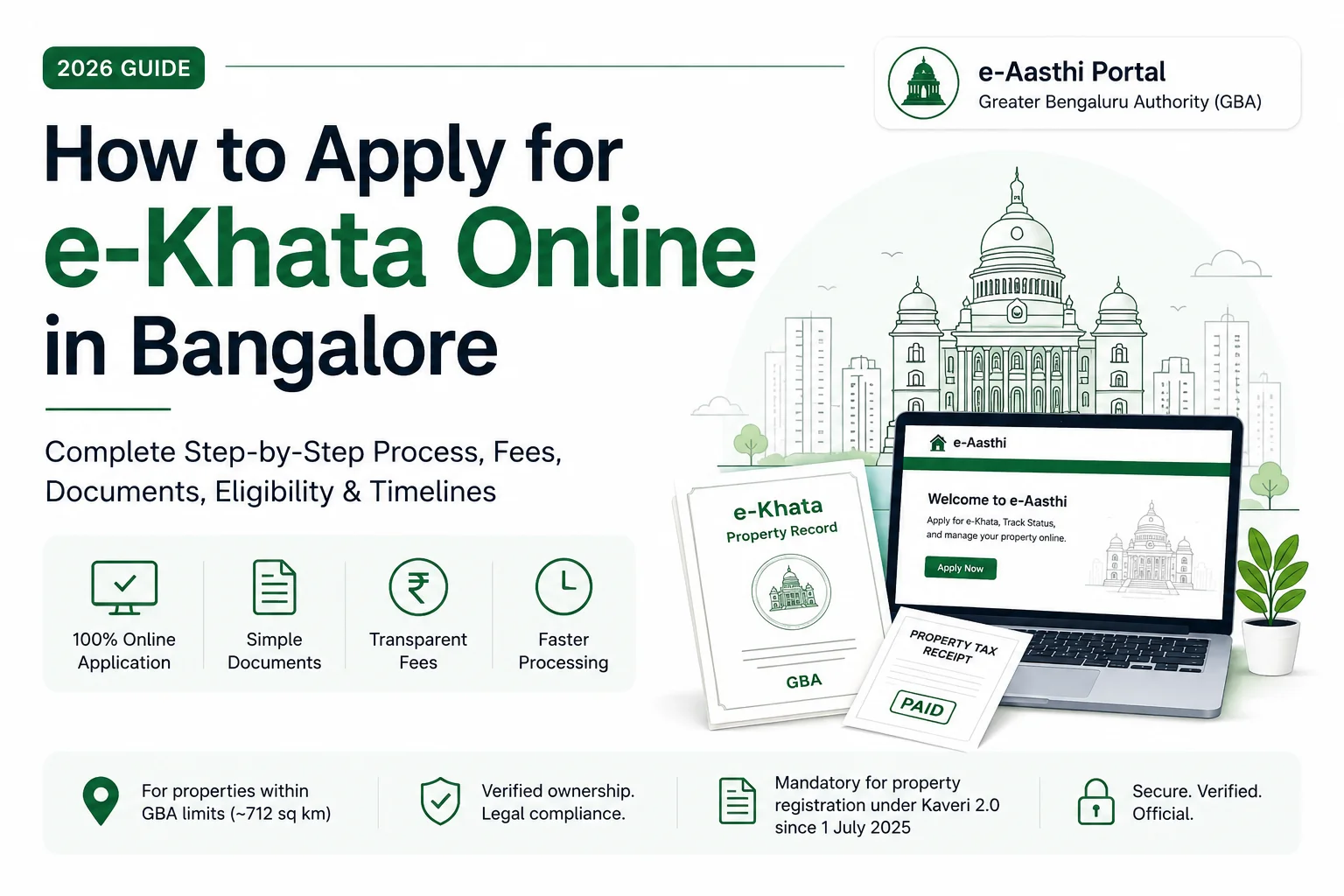 How to Apply for e-Khata Online in Bangalore (GBA/e-Aasthi Guide 2026)