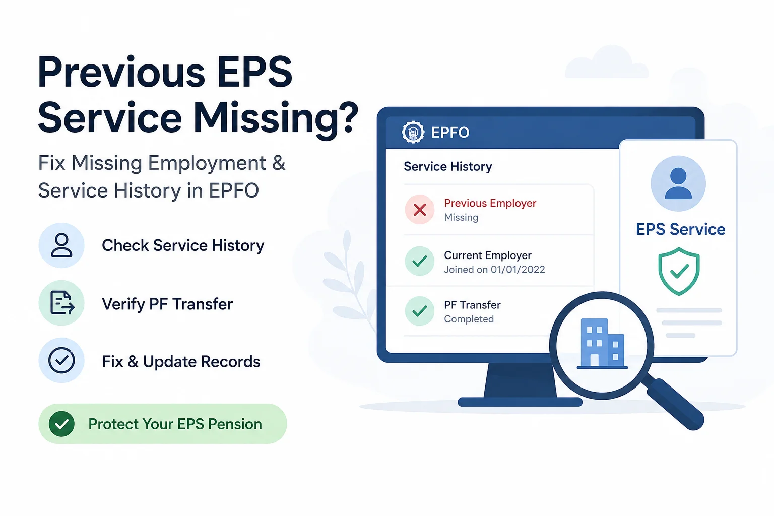 Previous PF or EPS Service Not Showing?