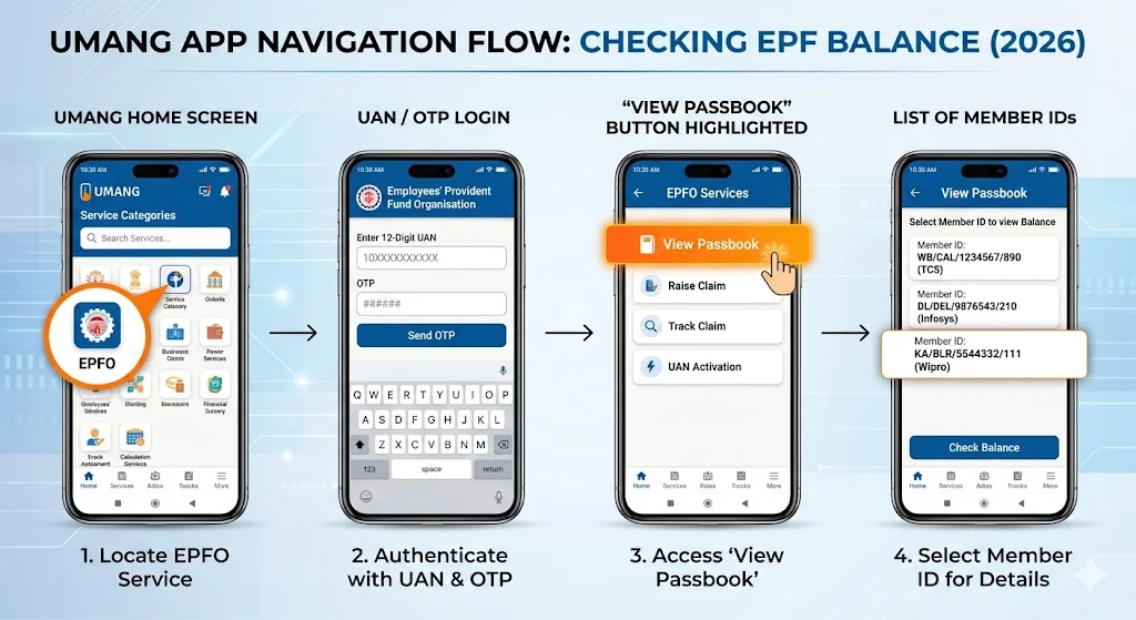 Check PF Balance via UMANG App