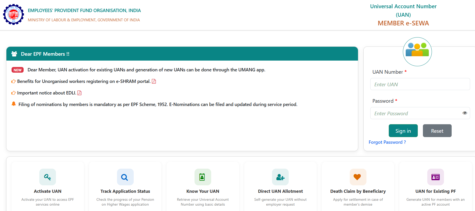 Update Nomination in EPFO