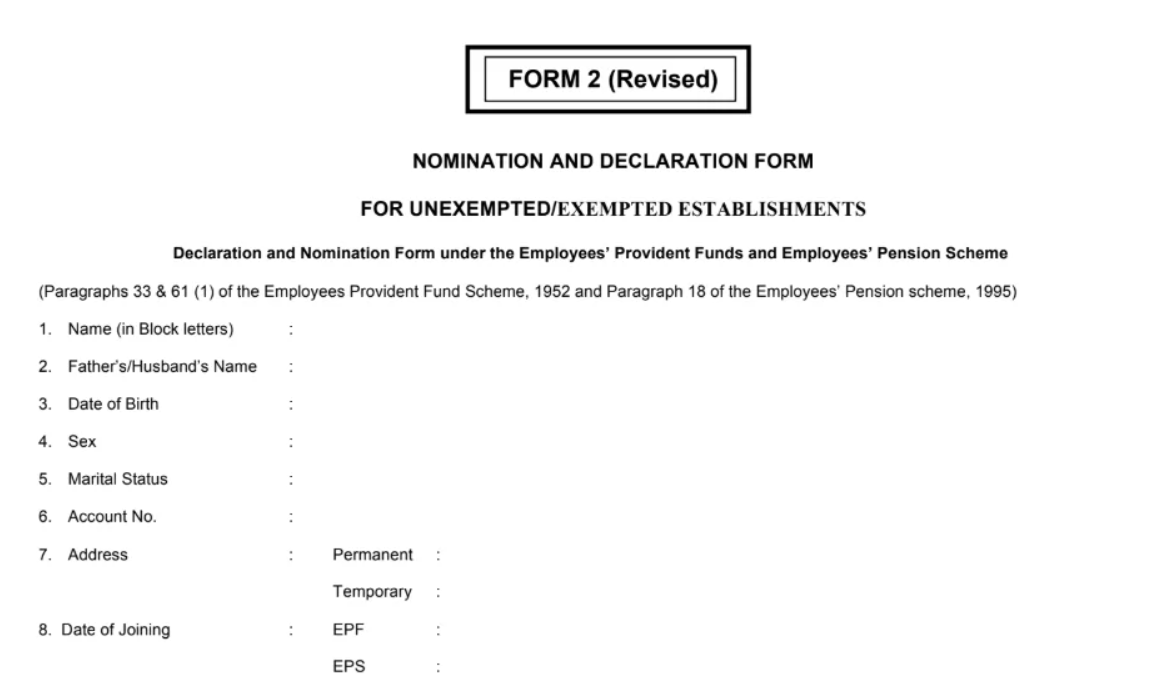 EPFO Nomination Process