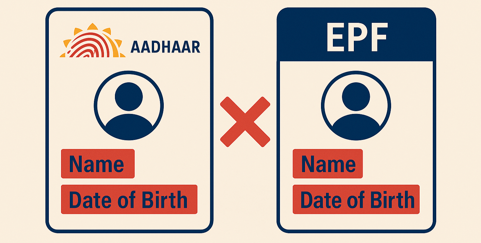 KYC mismatch between Aadhaar and EPF records
