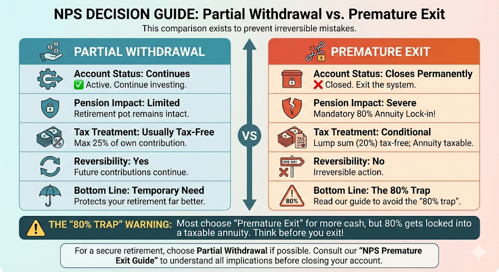 NPS Partial Withdrawal vs Premature Exit