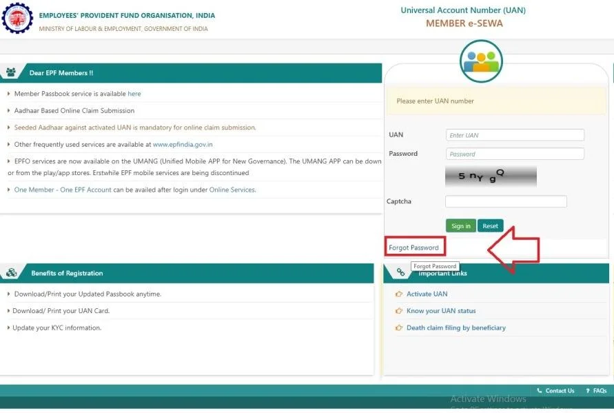 UAN “Forgot Password”