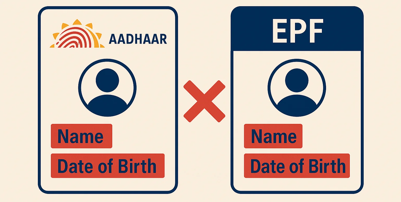 KYC mismatch between Aadhaar and EPF records